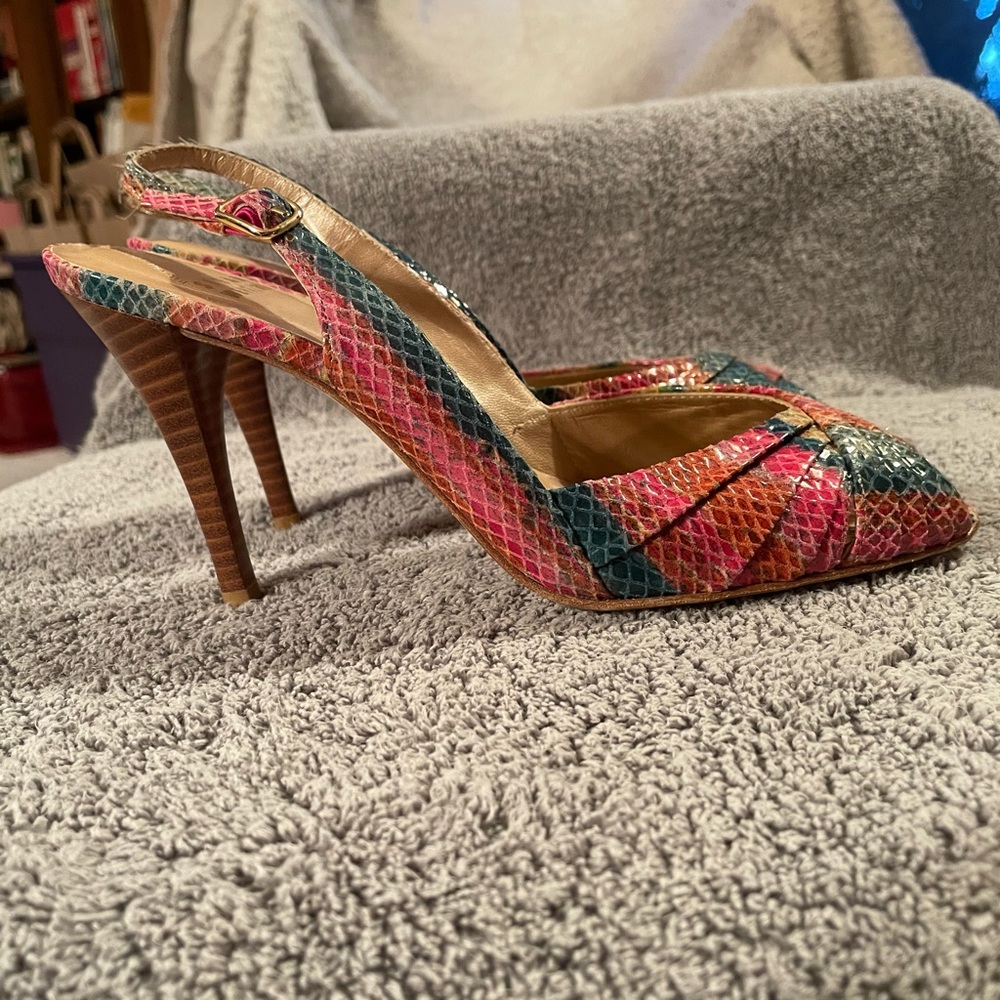 Stuart Weitzman Multicolor Snakeskin Heels